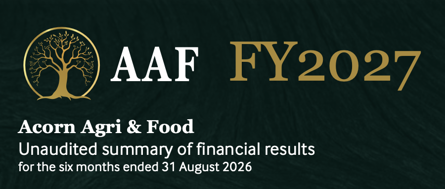 Acorn Agri & Food interim FY27 report cover